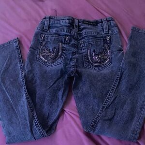 Miss Me Dark Blue Boot Cut Jeans with Embellishments